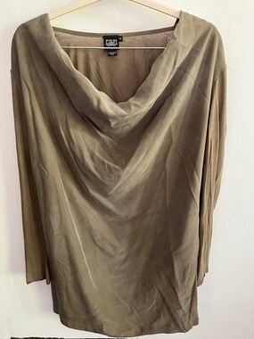 Edun london draped cowl neck top in olive silk